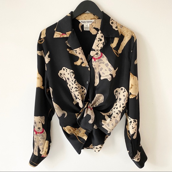 Vintage Tops - 80’s Vintage 100% Pure Silk Printed Blouse